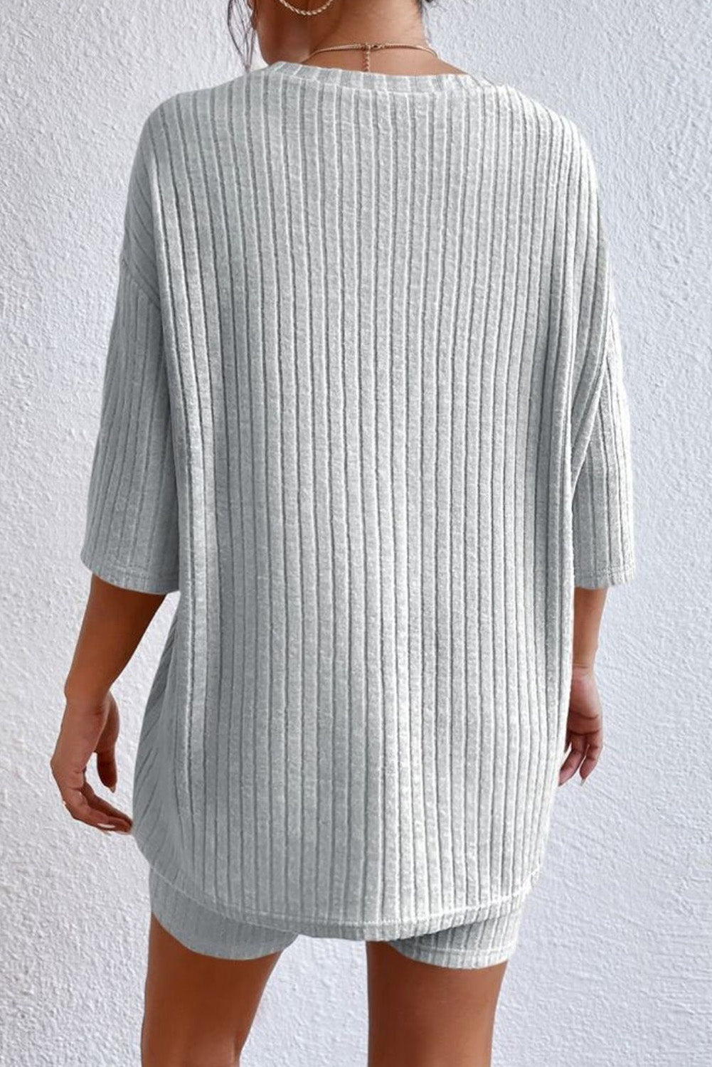 Carly Ribbed Top and Shorts Lounge Set