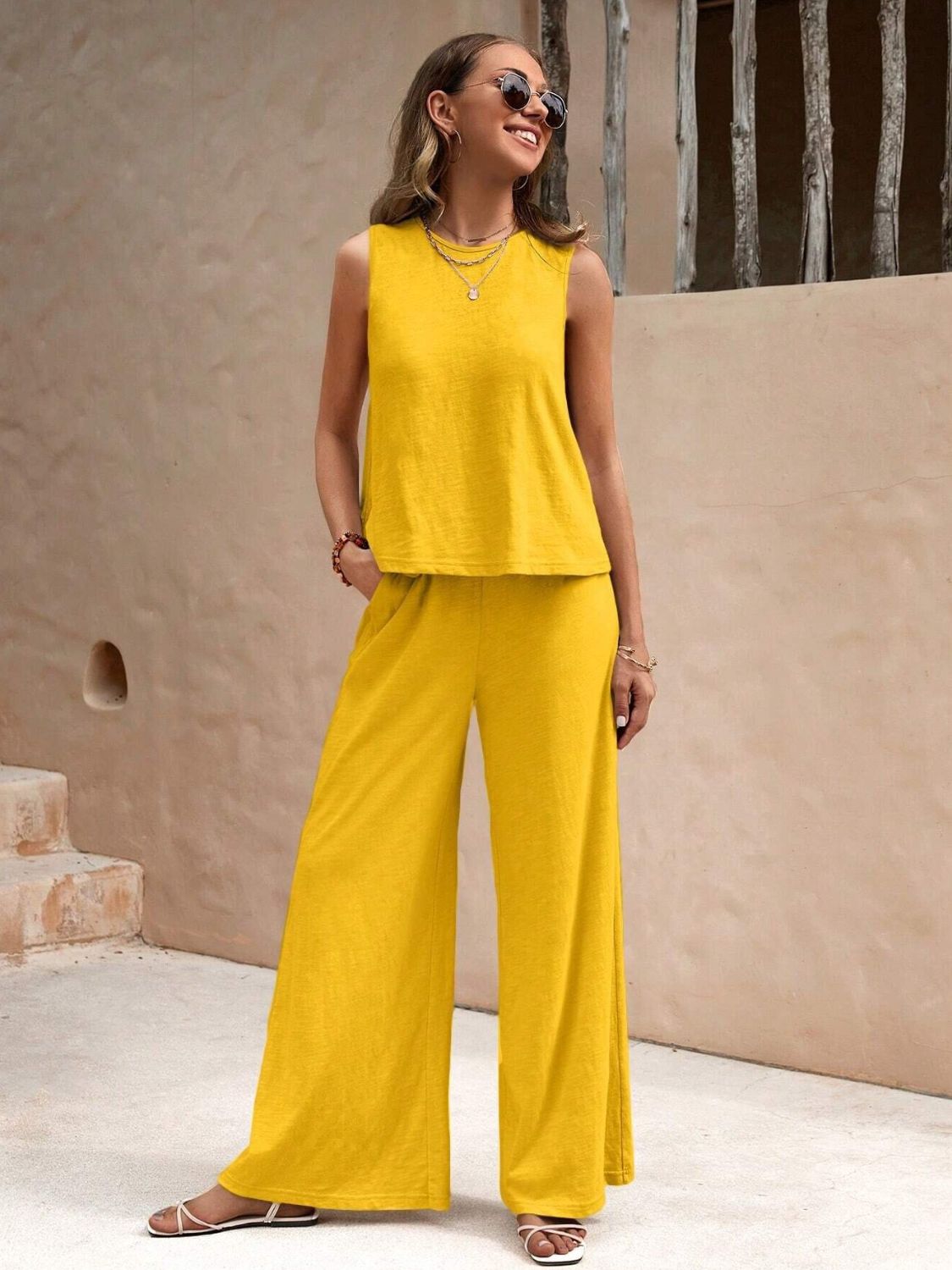 Macy Top and Wide Leg Pant Set