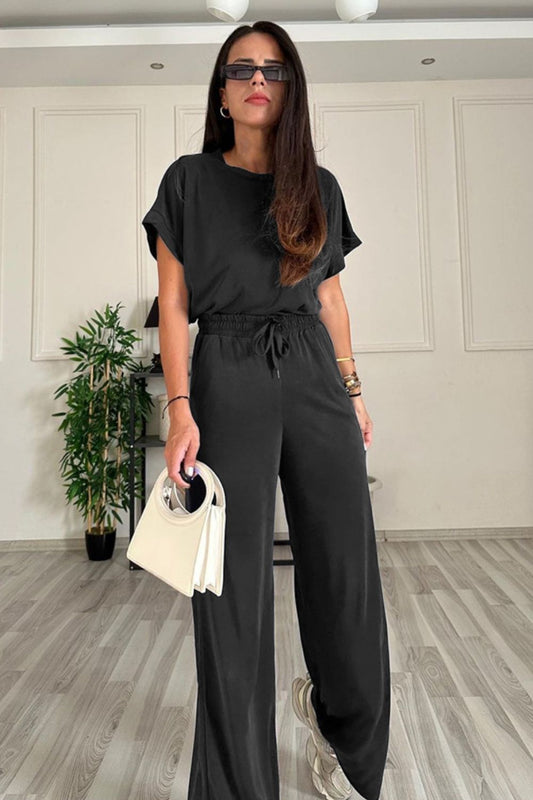 Megan Crew and Drawstring Pants Set