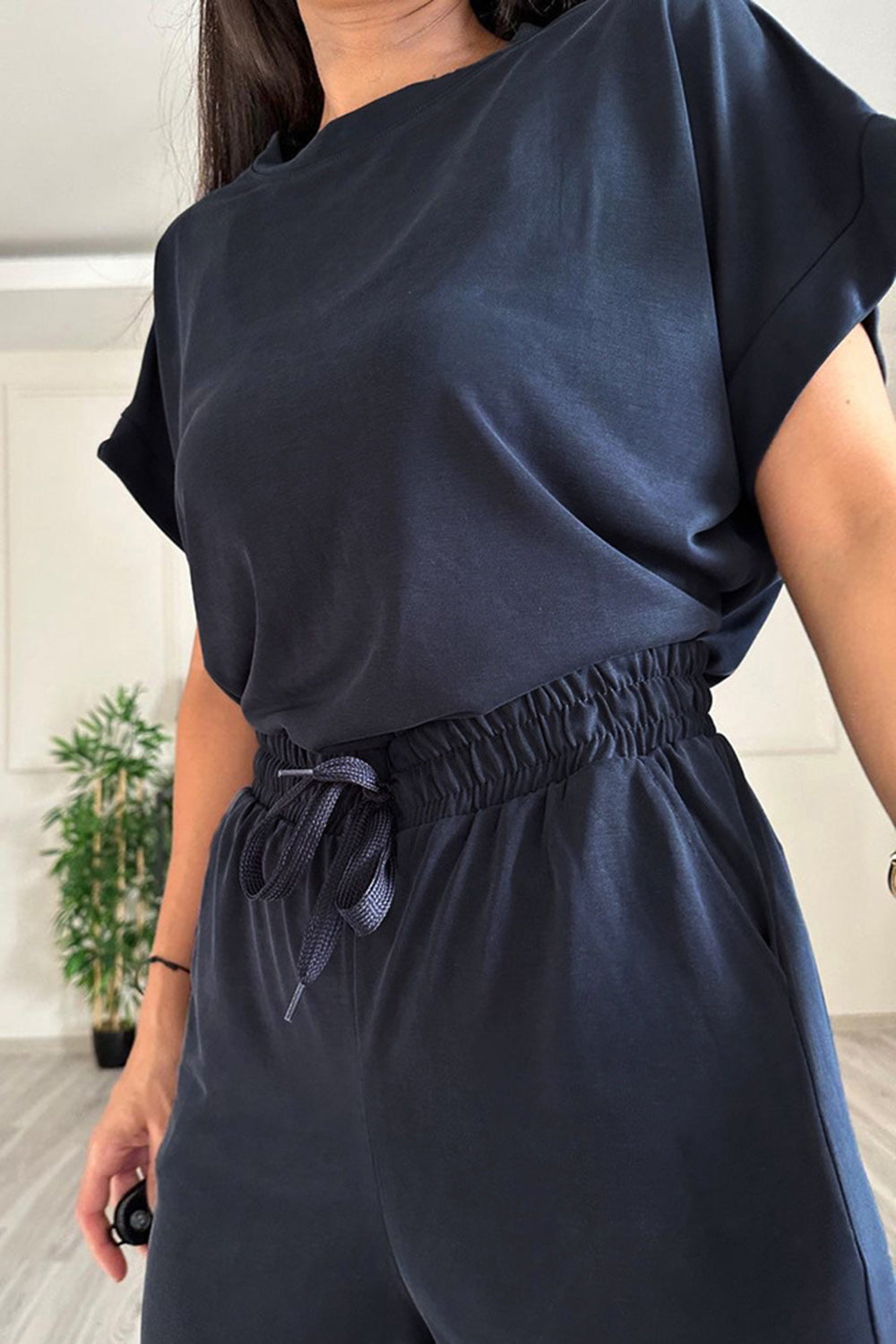 Megan Crew and Drawstring Pants Set