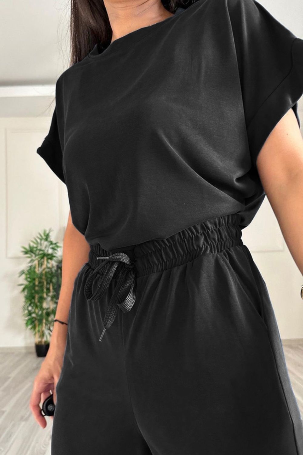 Megan Crew and Drawstring Pants Set