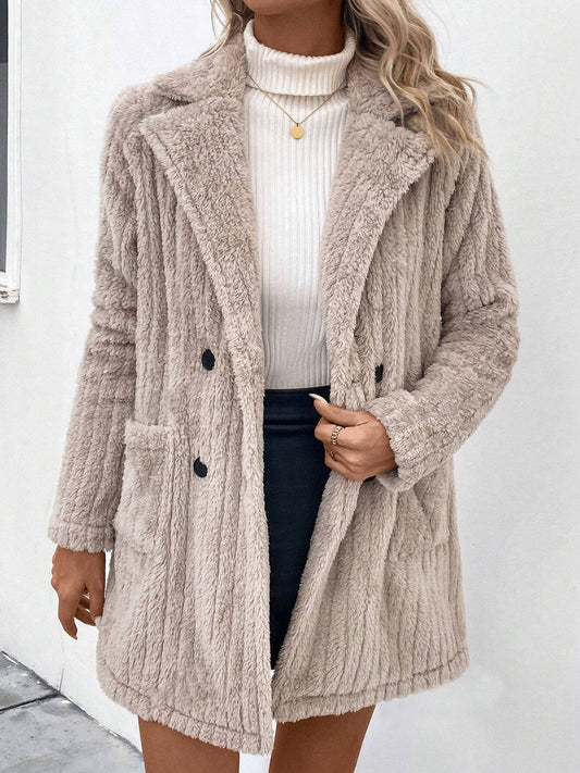 Fuzzy Faux Fur Coat with Pockets