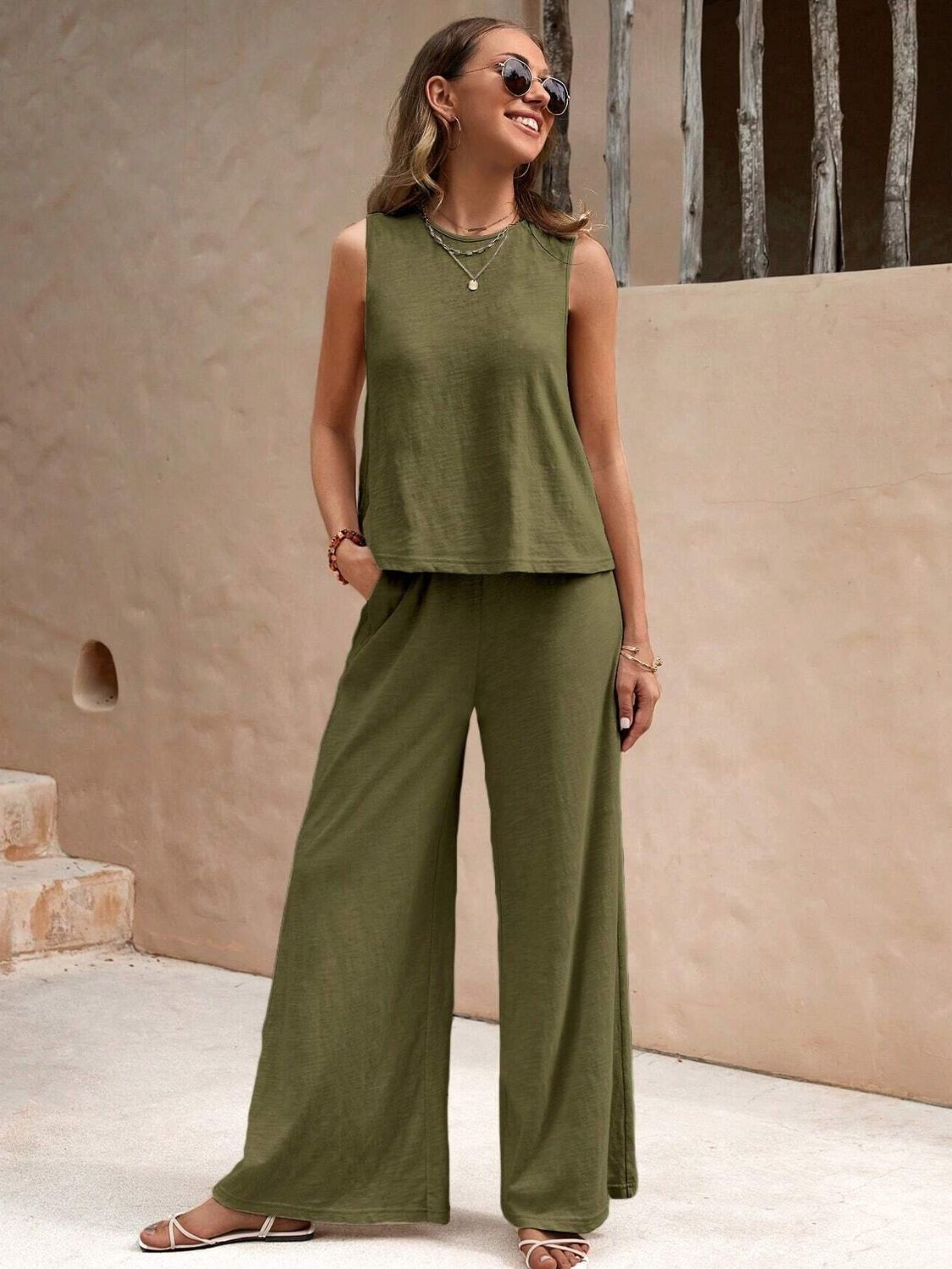 Macy Top and Wide Leg Pant Set