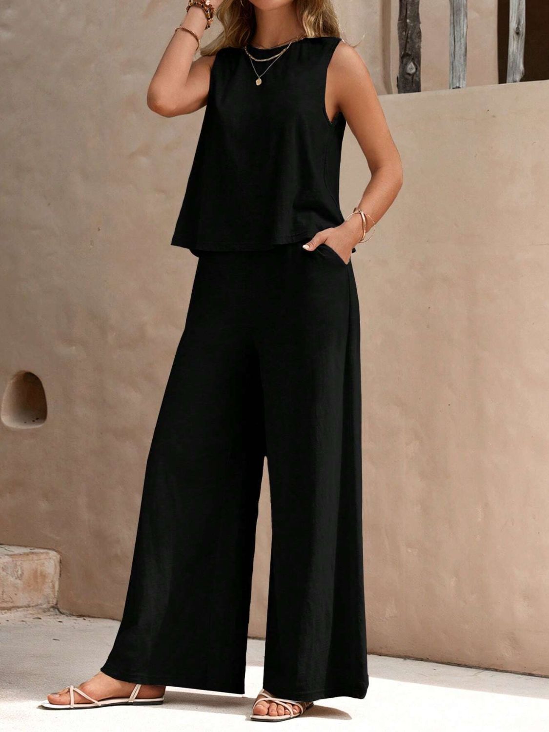 Macy Top and Wide Leg Pant Set