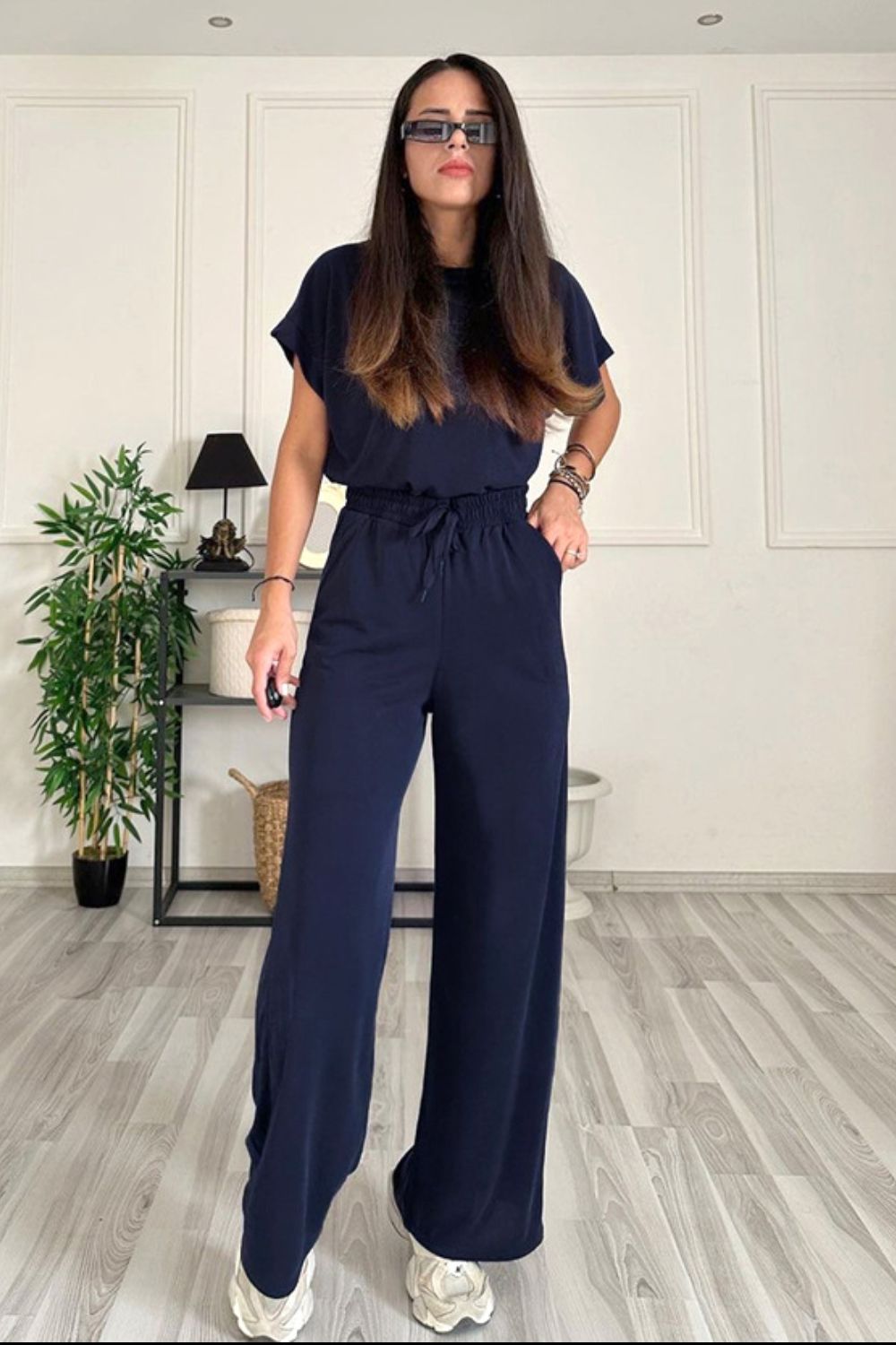 Megan Crew and Drawstring Pants Set