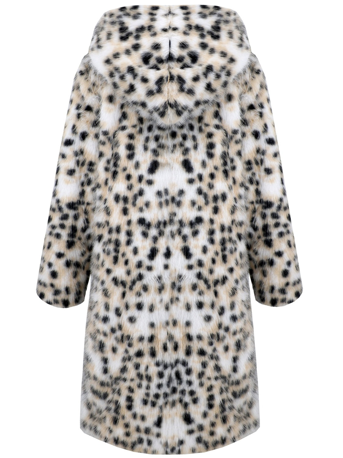 Thermal Leopard Faux Fur Hooded Coat