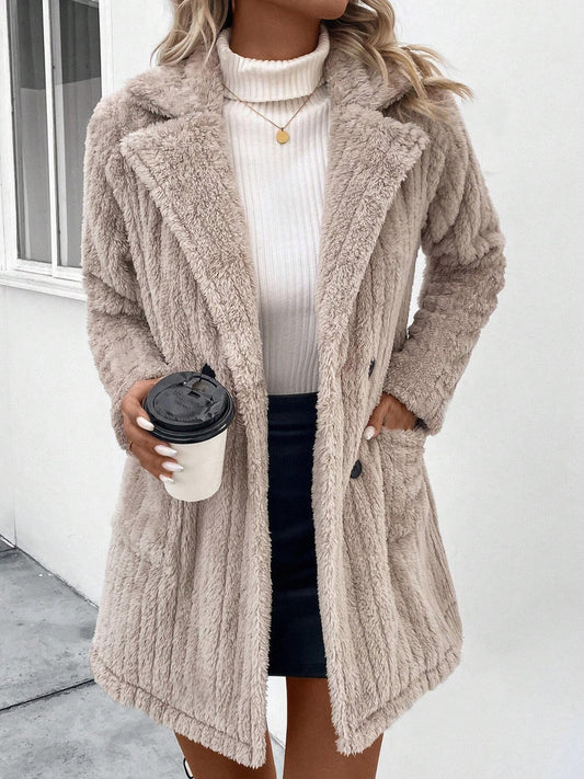Fuzzy Faux Fur Coat with Pockets