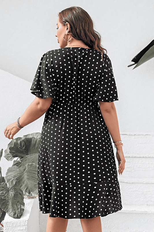 Polka Dot Flutter Sleeve Dress