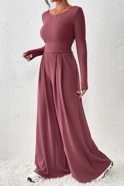 Maya Lily Top and Wide-Leg Pants Set