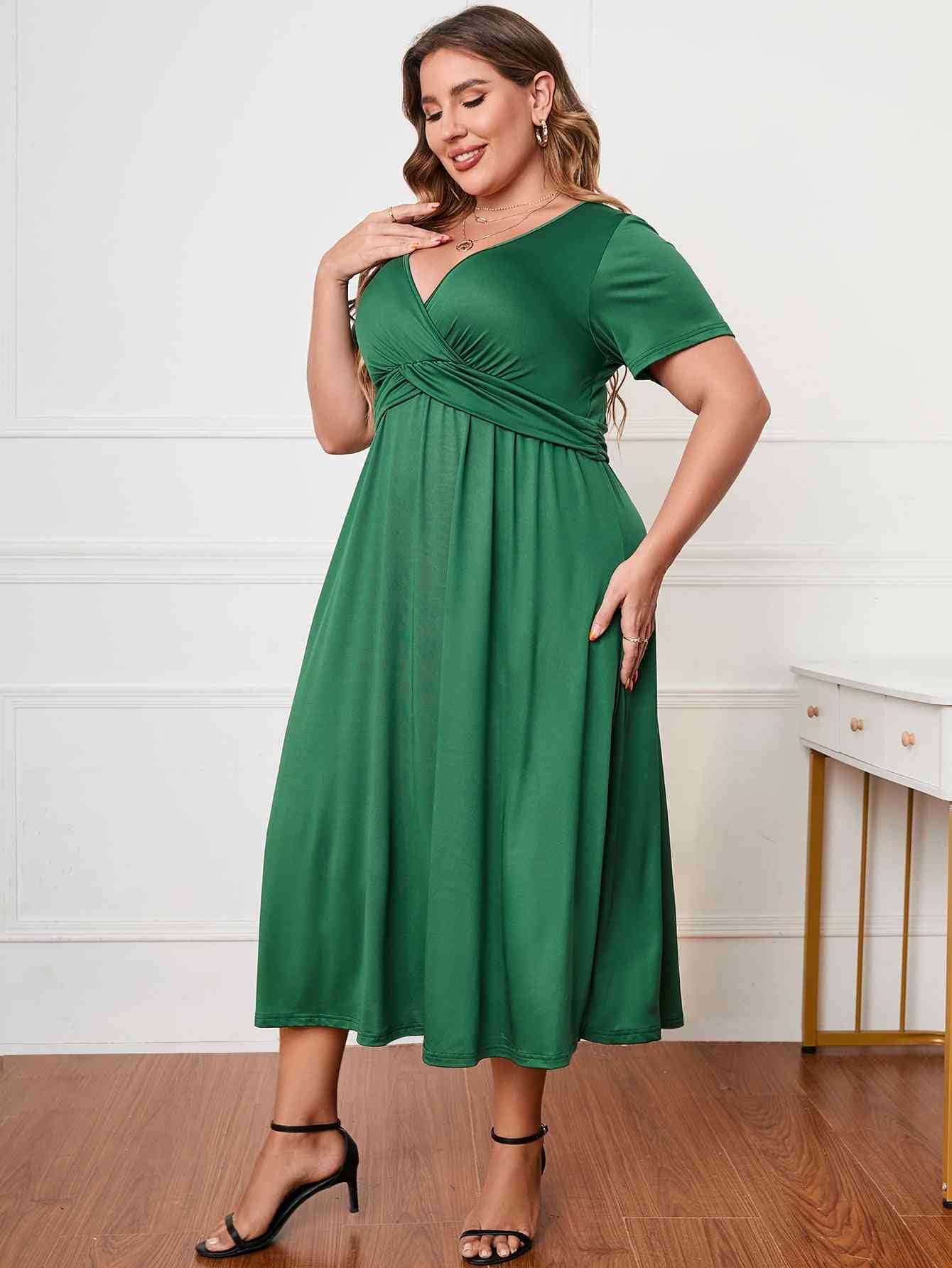 Twisted Surplice Midi Dress