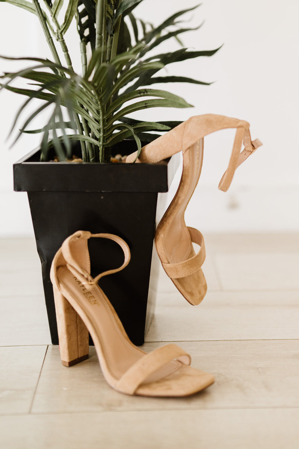 Standing Tall Square Toe Block Heel Sandals in Taupe