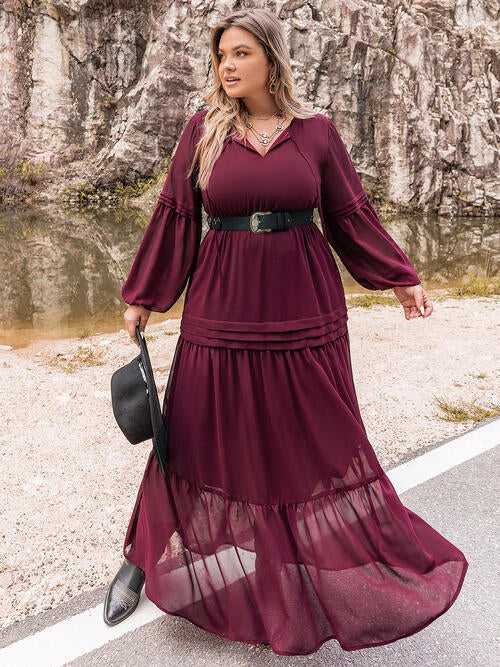 Merlot Sheer Tier Maxi Dress