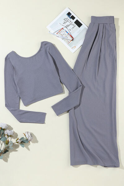 Maya Lily Top and Wide-Leg Pants Set
