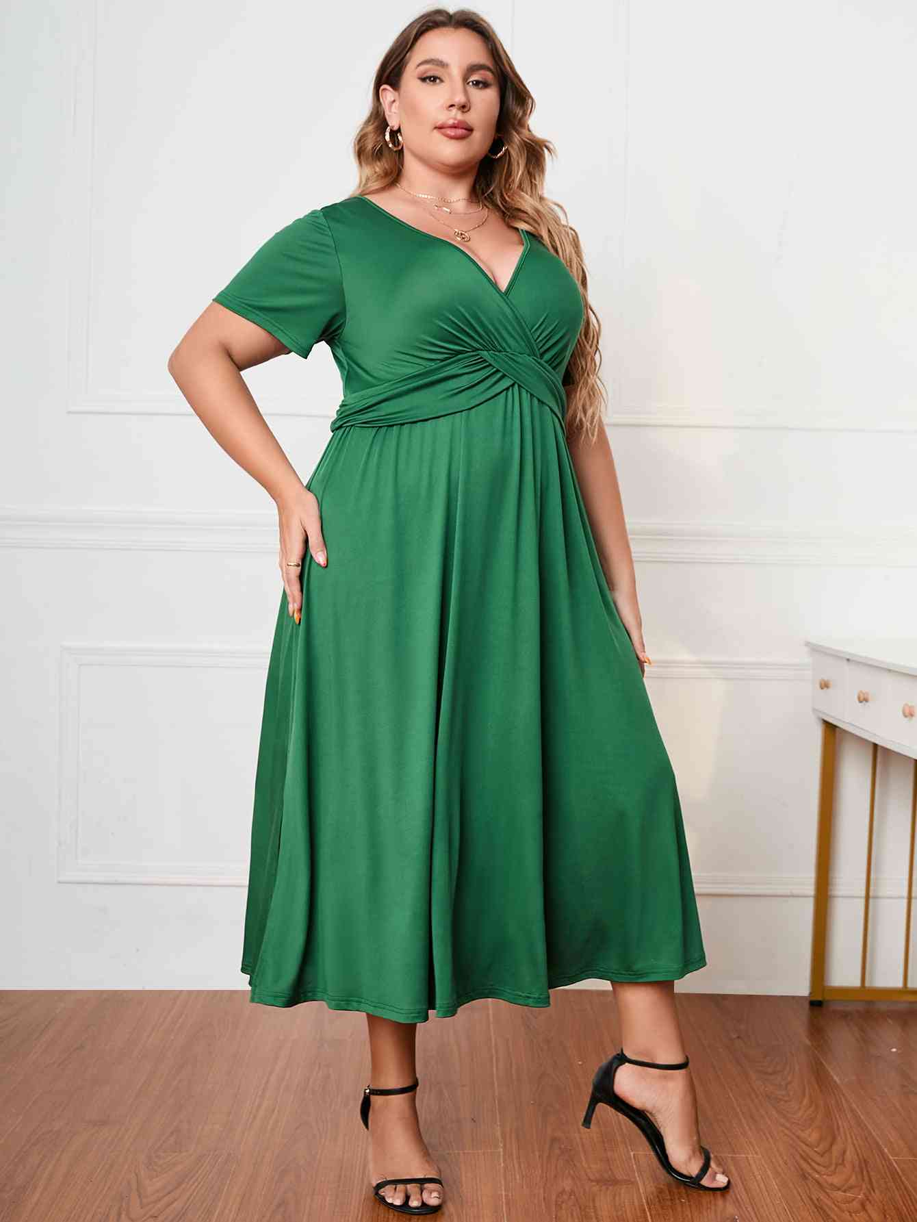 Twisted Surplice Midi Dress