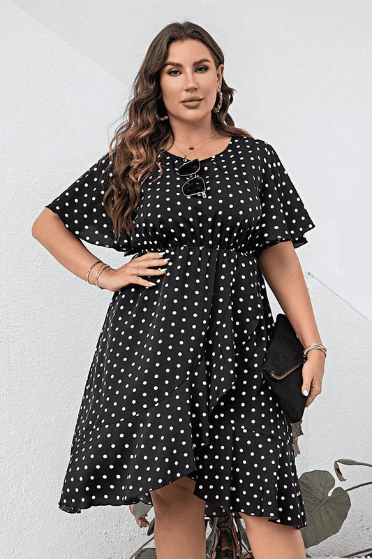 Polka Dot Flutter Sleeve Dress