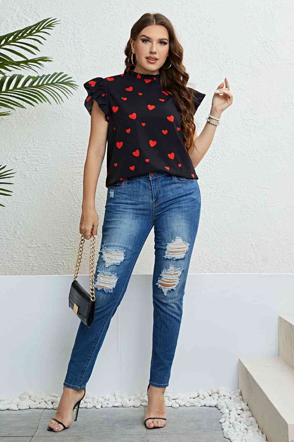 Heart Butterfly Sleeve Top