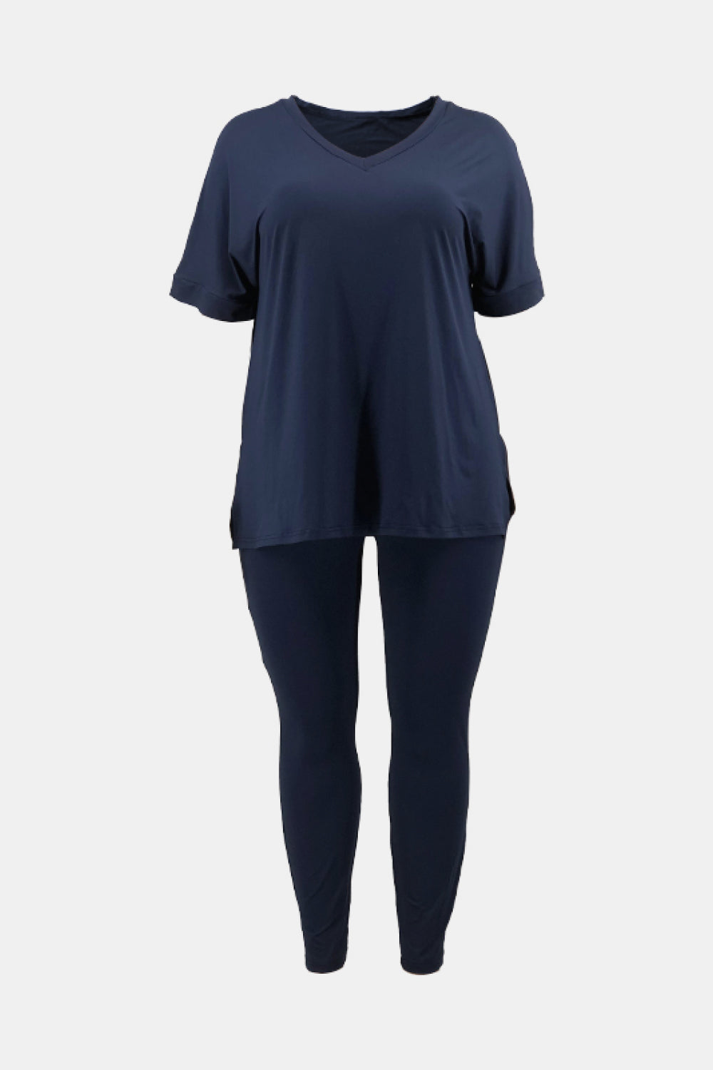 V-Neck Slit Top and Pants Set