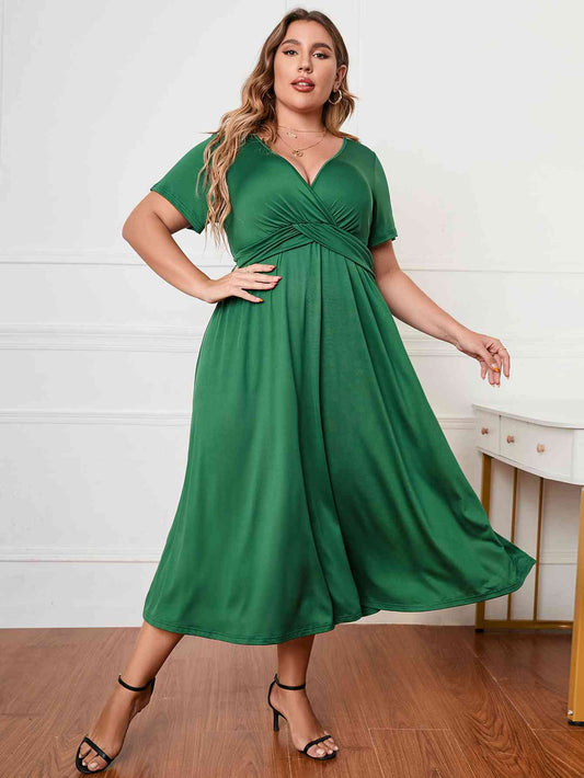 Twisted Surplice Midi Dress