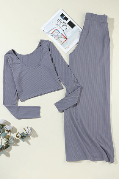 Maya Lily Top and Wide-Leg Pants Set