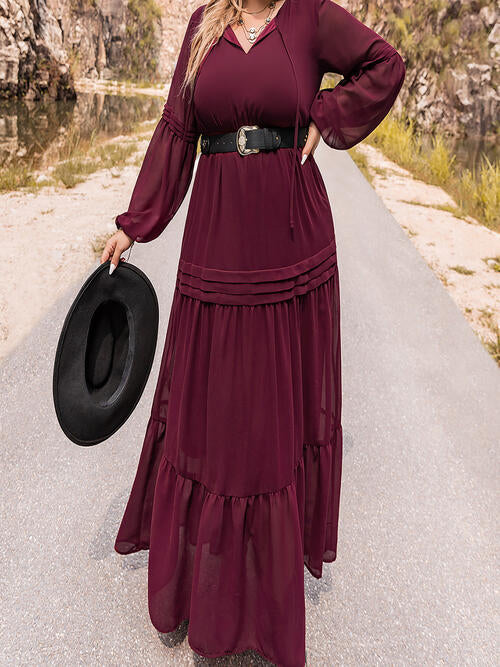 Merlot Sheer Tier Maxi Dress