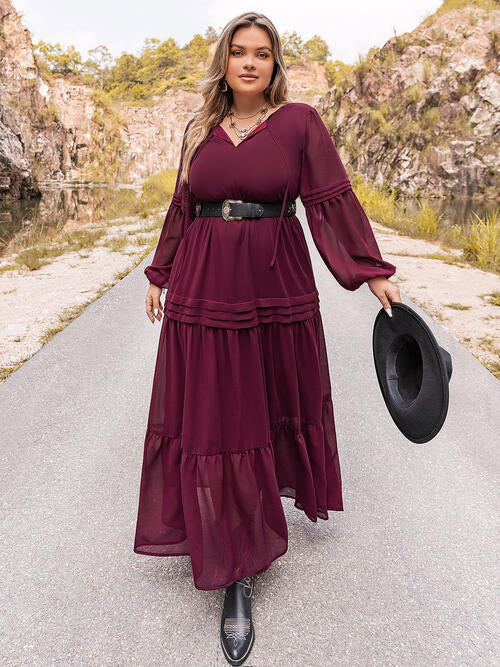 Merlot Sheer Tier Maxi Dress