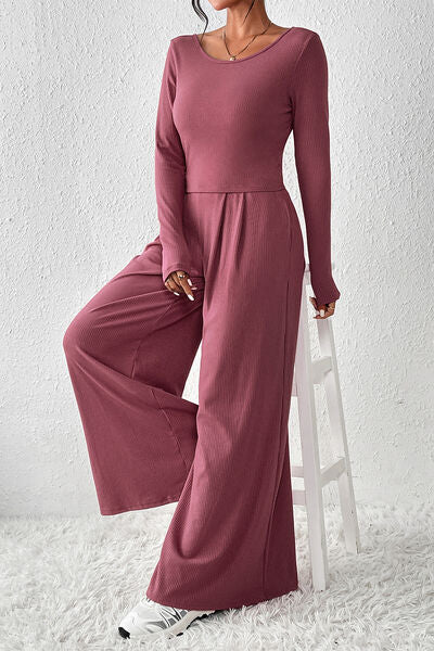 Maya Lily Top and Wide-Leg Pants Set
