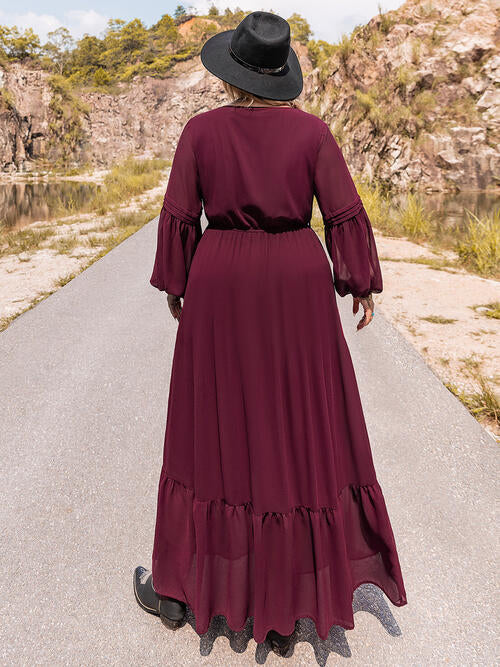 Merlot Sheer Tier Maxi Dress