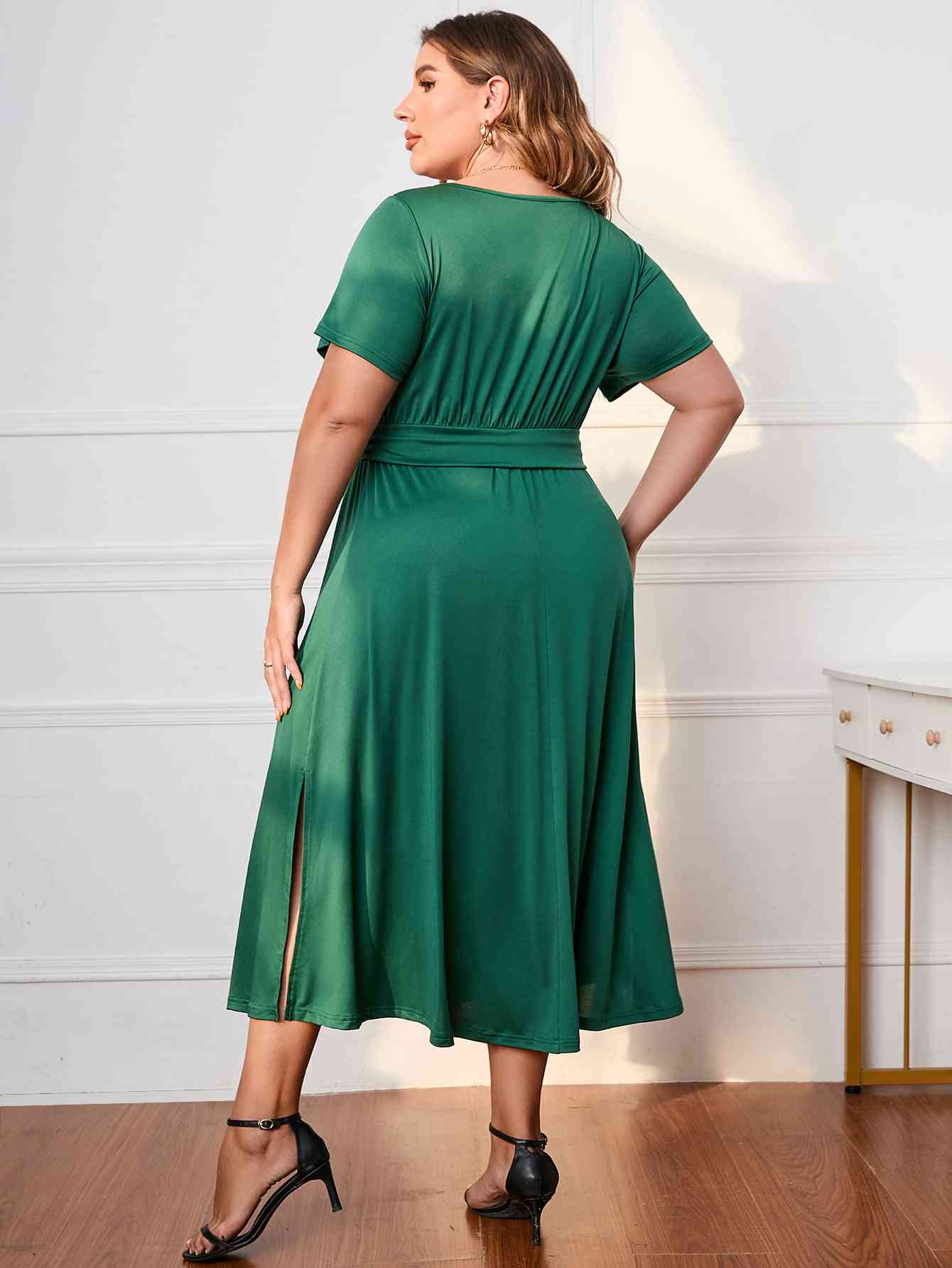 Twisted Surplice Midi Dress