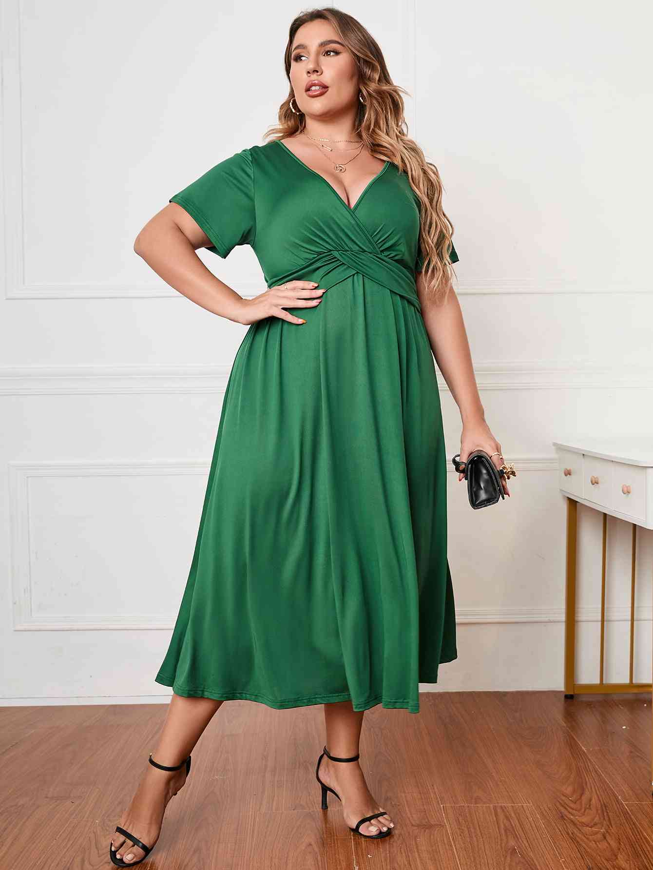 Twisted Surplice Midi Dress