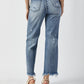 RISEN High Waist Raw Hem Straight Jeans