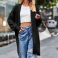 Open Front Dropped Shoulder Longline Cardigan