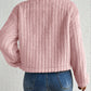 Fuzzy Button Up Collared Neck Jacket