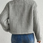 Fuzzy Button Up Collared Neck Jacket