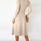 Round Neck Long Sleeve Tie Waist Sweater Dress