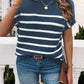 Devine Striped Mock Neck Short Sleeve Sweater