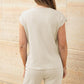 Round Neck Cap Sleeve Top and Pants Knit Set