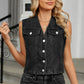 V-Neck Button Down Denim Vest