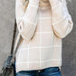 Angel Wings Plaid Turtleneck Drop Shoulder Sweater