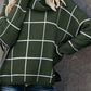 Angel Wings Plaid Turtleneck Drop Shoulder Sweater