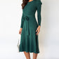 Round Neck Long Sleeve Tie Waist Sweater Dress