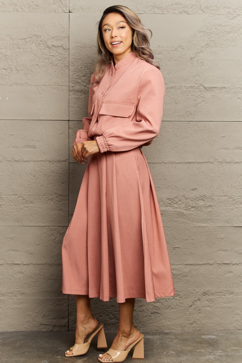 Maxi Jacket and Midi Skirt Set