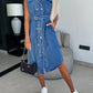 Stacked Cap Sleeve Denim Dress