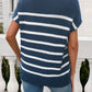 Devine Striped Mock Neck Short Sleeve Sweater