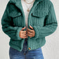 Fuzzy Button Up Collared Neck Jacket
