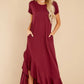 Slit Round Neck Short Sleeve Maxi Dress