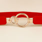 Double Ring Buckle Elastic PU Belt