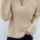 Notched Long Sleeve Sweater