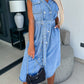 Stacked Cap Sleeve Denim Dress