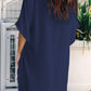 High-Low Notched Half Sleeve Blouse