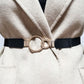 Double Ring Buckle Elastic PU Belt